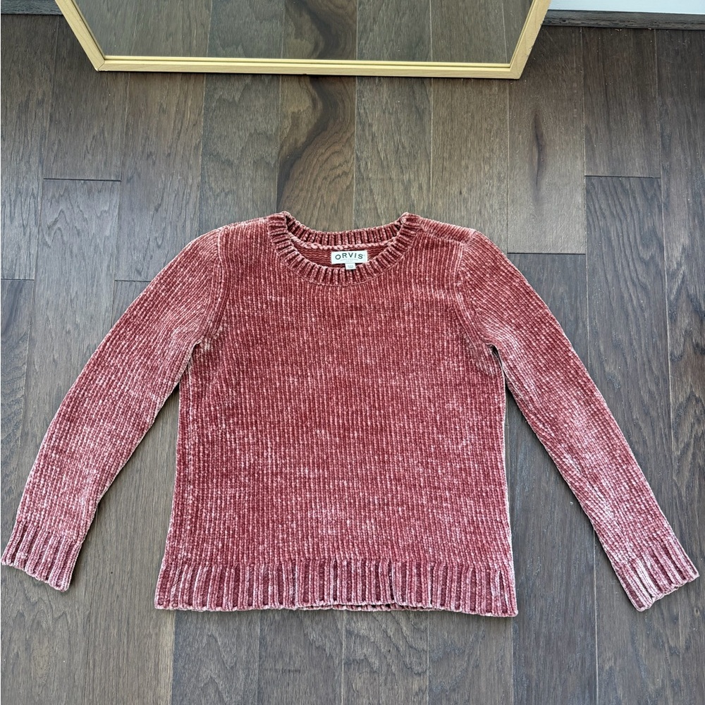 Orvis Chenille Crewneck Sweater in Dusty Rose